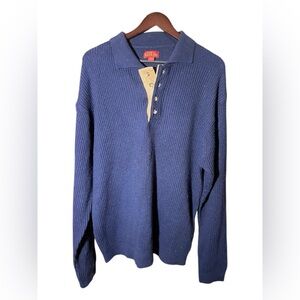 Haband Navy Sweater with Tan Details Wool blend size XL